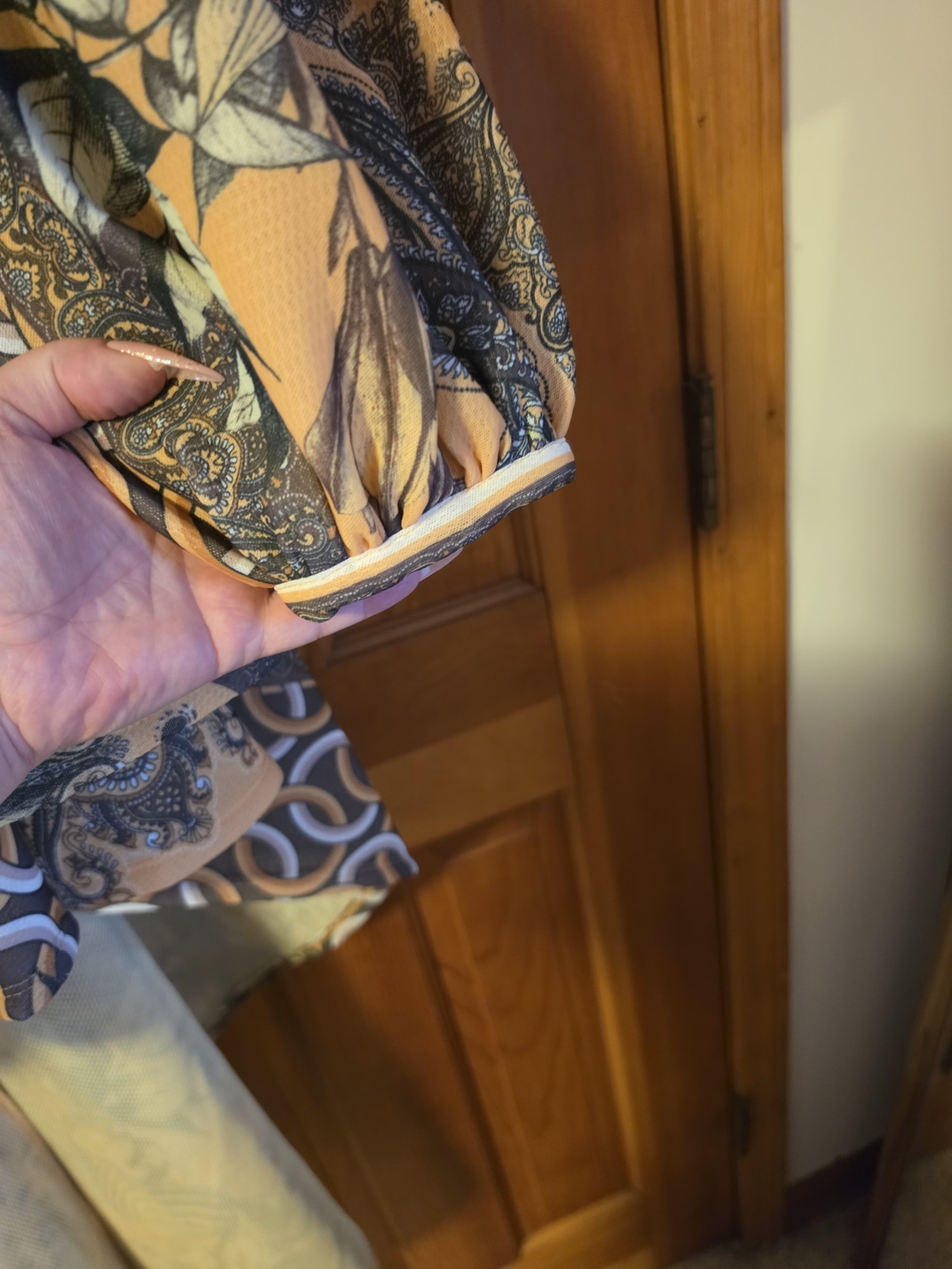 AKIRA Mustard Yellow & Brown Paisley High-Low Dress Size M - Picture 8 of 16